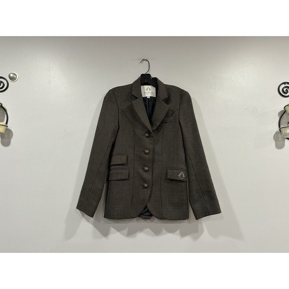 O'Shaughnessy Equestrian Multi Wool Tweed Checkered Jacket Blazer Sz 4